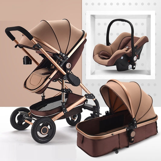 Sitting And Lying Portable Folding High-landscape Shock-absorbing Two-way Stroller For Newborn Babies