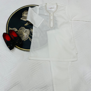 Traditional Embroided Thobe Set (White)