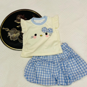 Mini Skirt With Kitty Shirt Blue