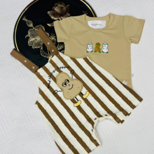 Stylish Brown Dungree Style Romper For Boys