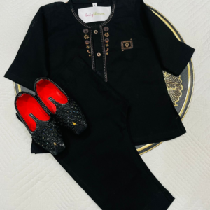 Traditional Embroided Thobe Set (Black)