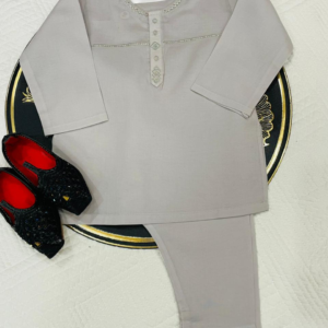 Traditional Embroided Thobe Set (Grey)